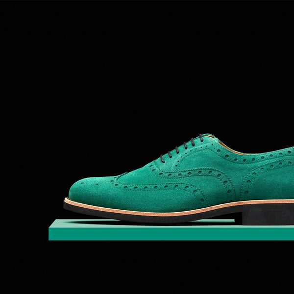 Mens Green & Black Suede Wingtip Dress Shoes – Bold Society